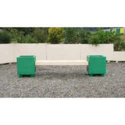 Banc béton avec jardinières - Acajou
