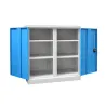 Armoire basse d'atelier à séparation médiane et portes battantes