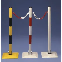 Poteau de sécurité en métal avec socle rabattable carré