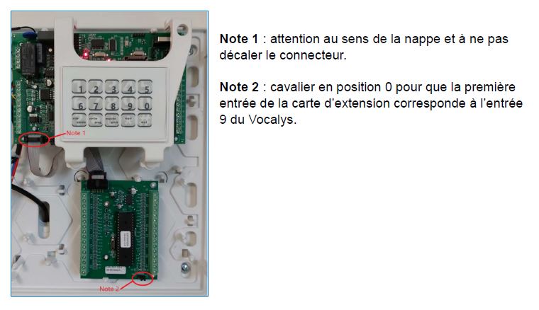Raccordement de la carte d'extension Adetec 000 EXT 016