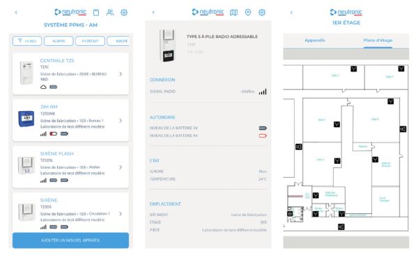 Supervision du diffuseur lumineux avec boîtier menace TZ5DML depuis l’application Cloud Neutronic