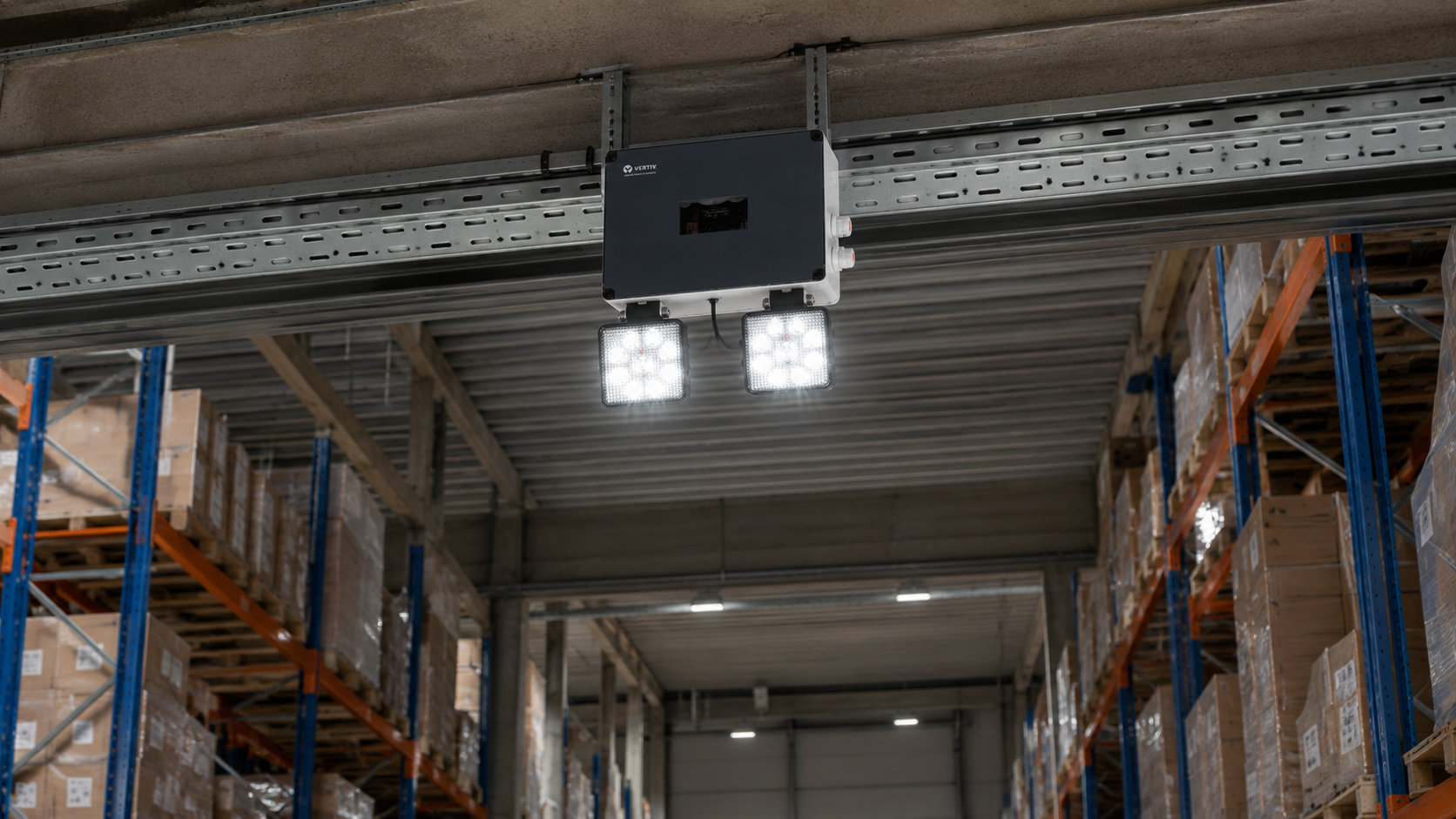 Mise en situation bloc phare d'ambiance pour entrepot Mise en situation bloc phare d'ambiance pour entrepot logistique