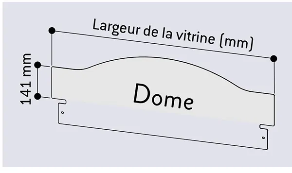 Dimensions bandeau dôme pour vitrine d'information