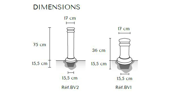 Dimensions petite borne Serem Neptune BV1