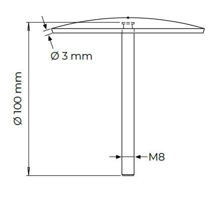 Dimensions du clou de voirie en inox brossé à sceller