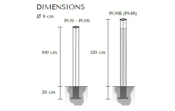 Dimensions potelet anti stationnement Serem Citizen