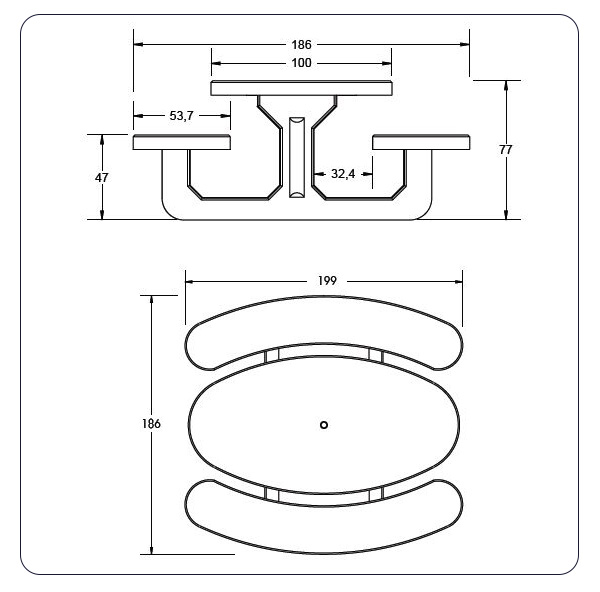 Dimensions table de pique nique béton Recif