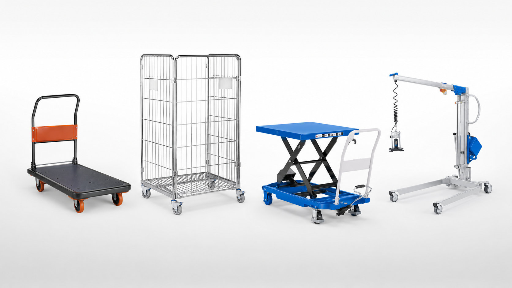 Chariot, roll conteneur, table élévatrice et matériel de levage pour réduire les efforts physiques