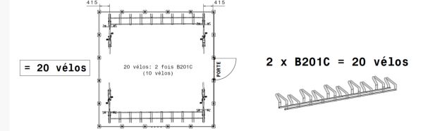 Vue générale d'implantations de range-vélos