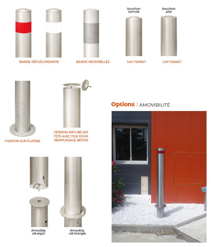 Options pour borne et potelet inox Cap Ferret