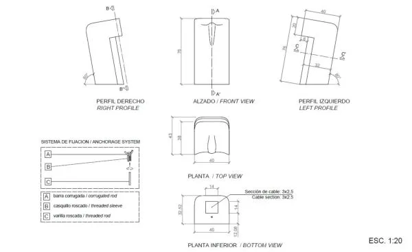 Vue éclatée banc en béton assis débout Magourban Sit up