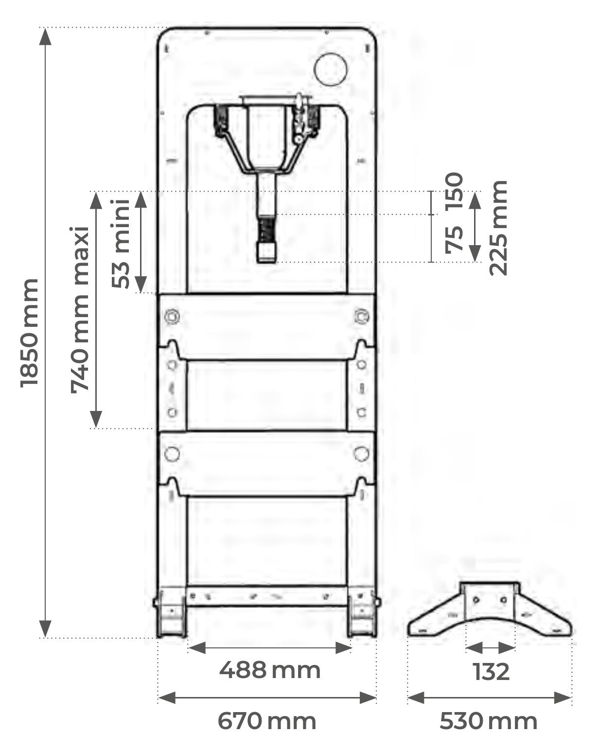 Schéma des dimensions de la presse hydraulique d’atelier 30 tonnes