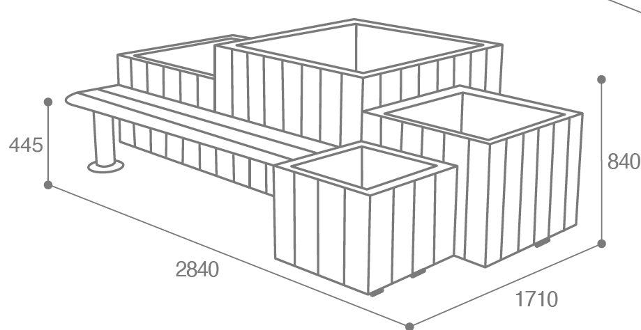Dimensions 4 jardiniére copal