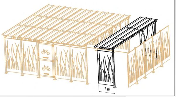 Vue générale du module 1m complémentaire pour l'abri roseau
