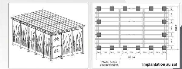 Vue générale de l'abri roseau 3x5m
