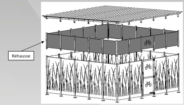 Vue générale de la réhausse 80cm pour l'abri roseau