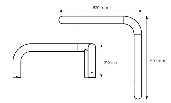 Dimensions arceau de protection en inox vue ensemble protection d'angle en inox