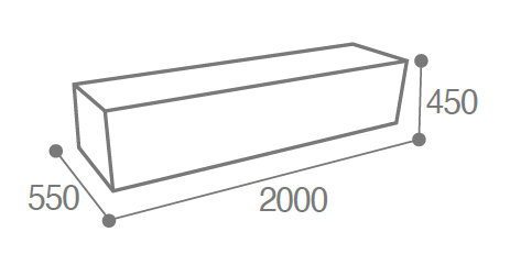 Dimensions banc en beton amos