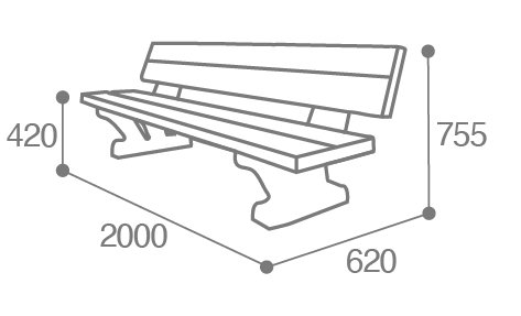 Dimensions banc ottawa en beton