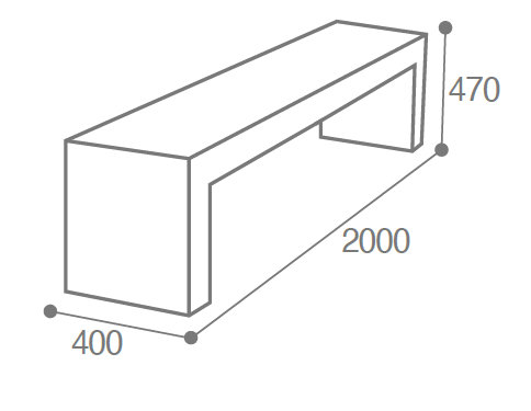 Dimensions banc en béton york