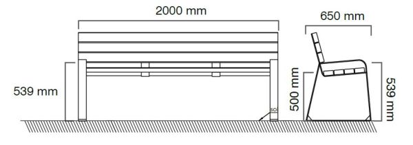 Vue éclatée banc en bois et métal Easy