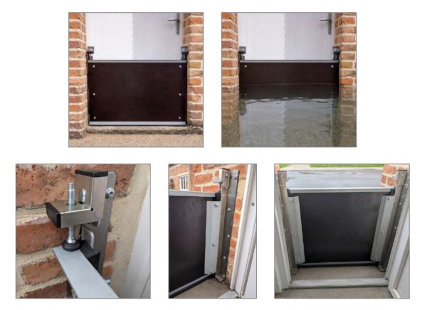 Exemple de montage d'une barrière anti-inondation de 125 cm vue ensemble de la barrière anti-inondation de 125 cm