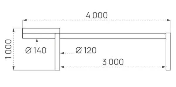 Vue d'ensemble de la barrière levante en bois Turin Dimensions de la barrière en bois levante Turin