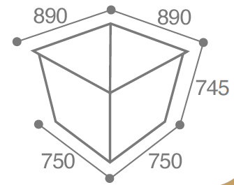 Dimensions contenant pour bac d'orangerie zestia