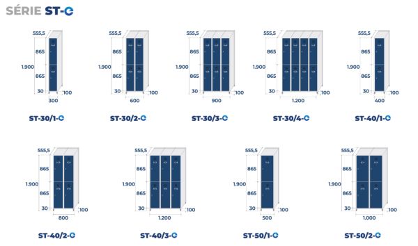 dimensions vestiaire électrifié 1 case par colonne
