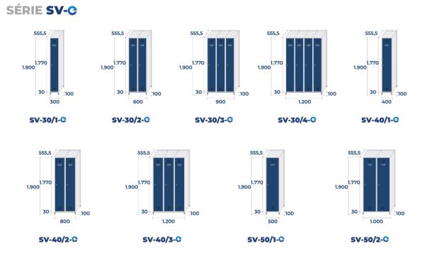 dimensions vestiaire électrifié 1 case par colonne
