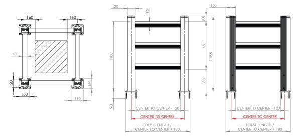 Schéma protection haute pour poteau en pvc renforce
