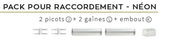 Composition du pack de raccordement pour cordon lumineux LED et Néon Vue d'ensemble du kit de raccordement pour cordon lumineux LED et Néon
