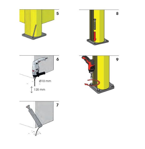 Guide de montage de la protection de poteau sur base PED150