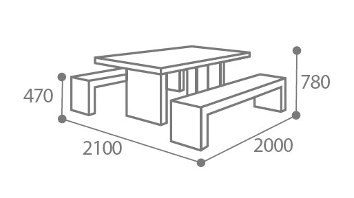Dimensions table gatt en béton