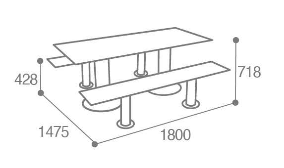 Dimensions table de pique nique moka en bois