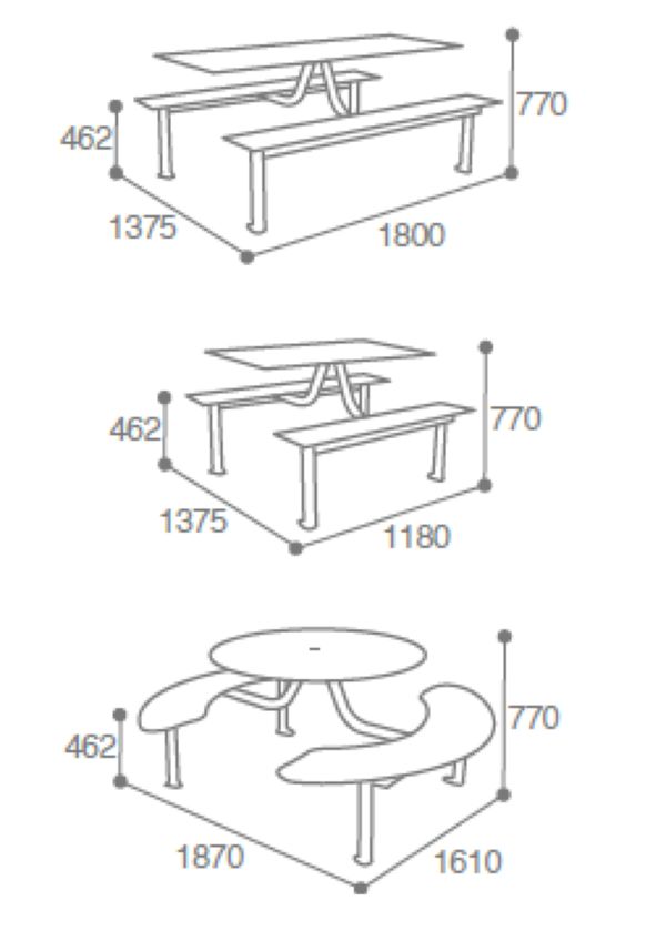 vue ensemble de la table de pique-nique Moka